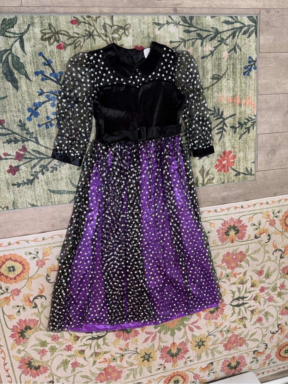 New Target Girls Witch Halloween Costume Dress Size Large Purple & Black - Picture 2 of 16